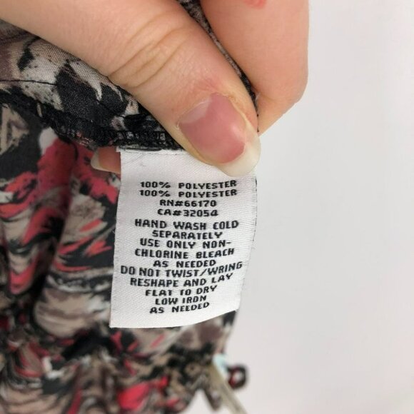 UO Kimchi Blue romper red tan abstract print ruffle neck  spaghetti straps XS - Picture 7 of 15